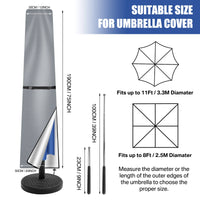 Housse parasol déporté forme banane ou droite avec perche télescopique et pochette, Oxford imperméable