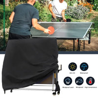 Housse de protection table de ping-pong repliée, noire, poche zippée, 165 x 70 x 185 cm