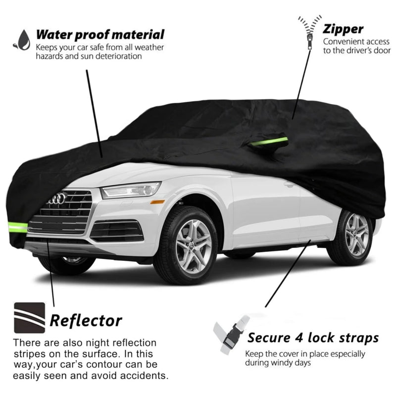 Housse voiture pour Audi Q5 et SQ5 2009-2025, polyester 210T avec fermeture éclair côté conducteur