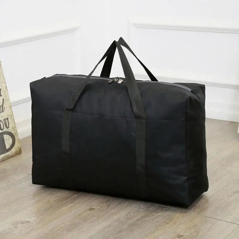 Grand sac de rangement noir 80 x 48 x 25 cm, fermeture éclair, tissu Oxford