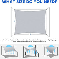 Voile d'ombrage rectangulaire anti-UV 95 % respirante, 13 coloris, 10 tailles