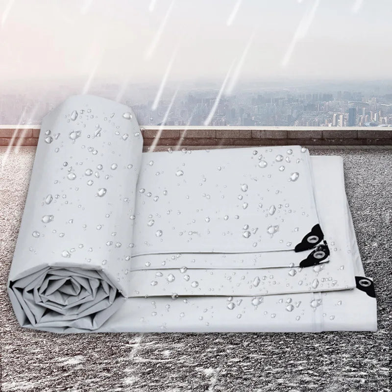 Bâche blanche imperméable en polyéthylène 0,32 mm avec œillets, 9 tailles