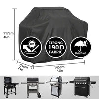Housse barbecue noire 190D imperméable anti-UV, 7 dimensions rondes et rectangulaires