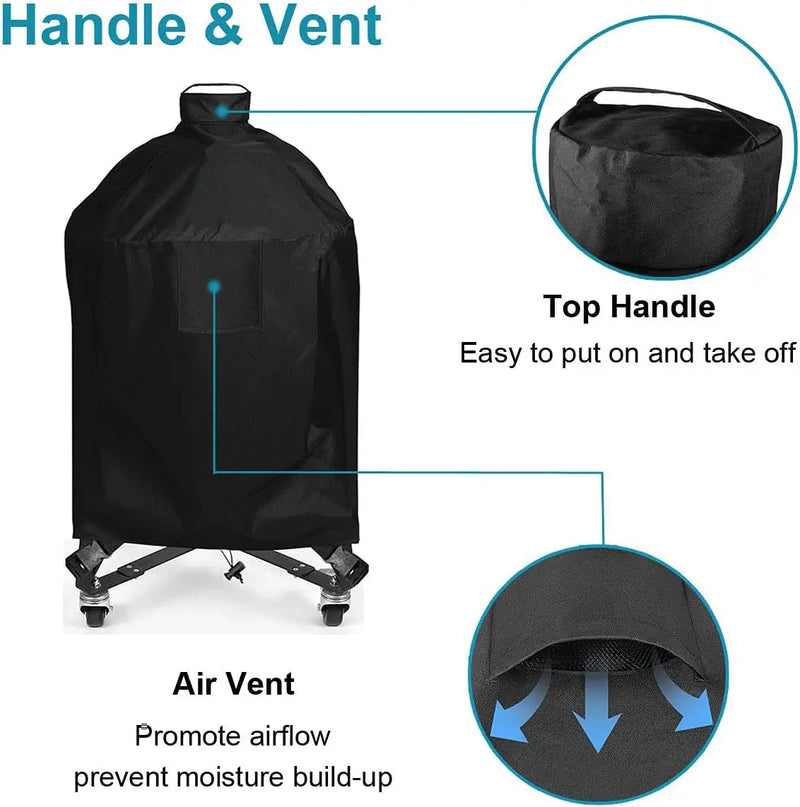 Housse barbecue kamado ronde imperméable et coupe-vent, 80 x 102 ou 90 x 122 cm