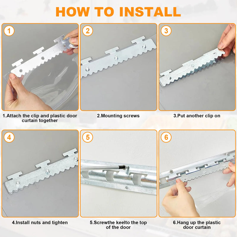 Rideau à lanières PVC transparent en kit, bandes lisses ou nervurées, largeur 91 à 183 cm