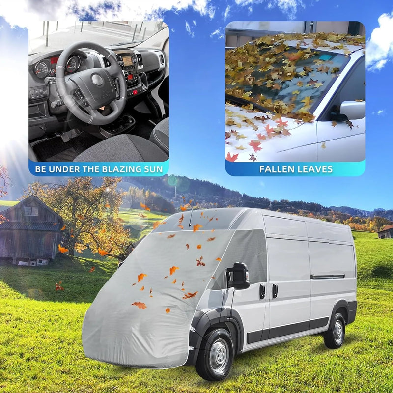 Couverture intégrale de pare-brise et de capot moteur pour fourgon aménagé Fiat Ducato X250, Ram Promaster