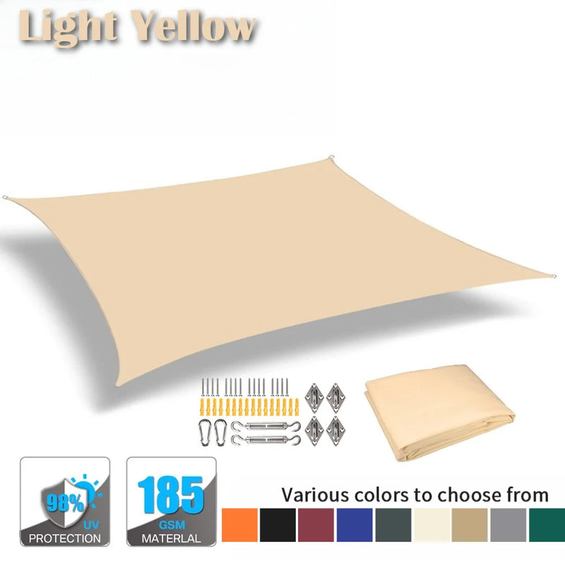 Voile d'ombrage rectangulaire ou carrée anti-UV en Oxford, de 2 x 2 à 6 x 4 m