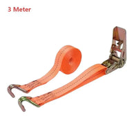Sangle d'arrimage à cliquet orange en polyester avec crochet métallique, longueur de 1 à 6 m