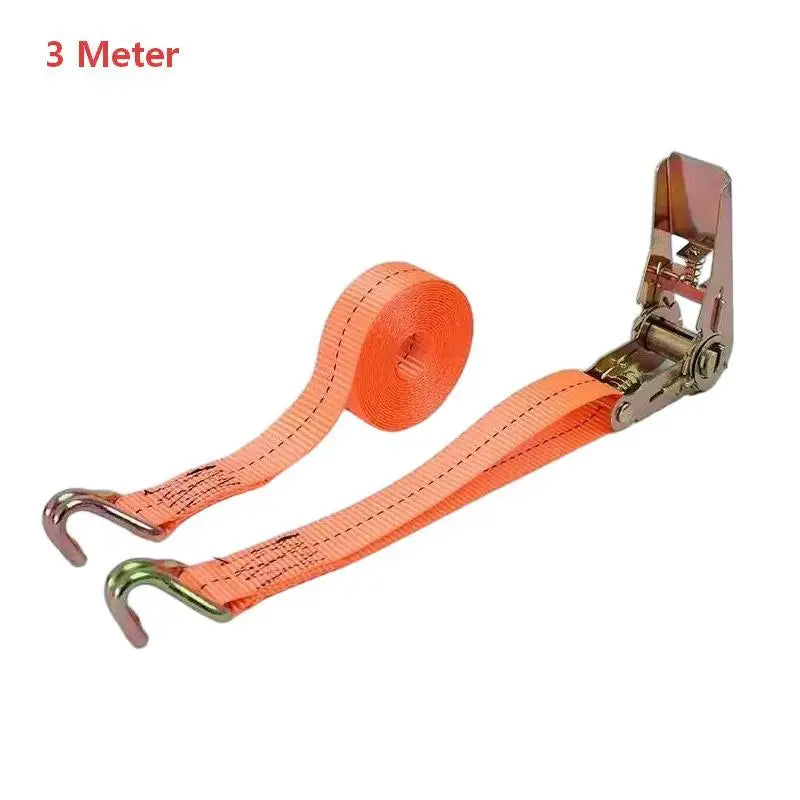 Sangle d'arrimage à cliquet orange en polyester avec crochet métallique, longueur de 1 à 6 m