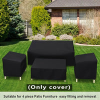 Lot de 4 housses de salon de jardin imperméables en polyester 210D, noires, avec cordon de serrage