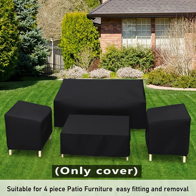Lot de 4 housses de salon de jardin imperméables en polyester 210D, noires, avec cordon de serrage