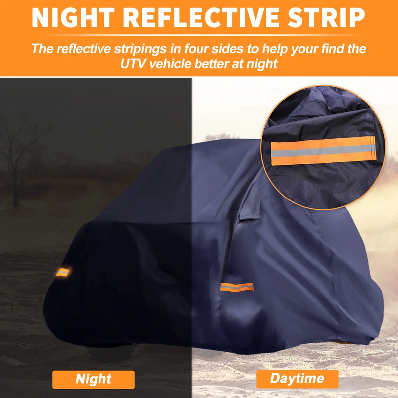 Housse UTV pour Polaris RZR Pro XP, 210D-PU imperméable, bleue, bandes réfléchissantes