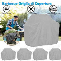 Housse de barbecue imperméable en polyester résistante aux UV, 9 tailles, gris clair ou noir