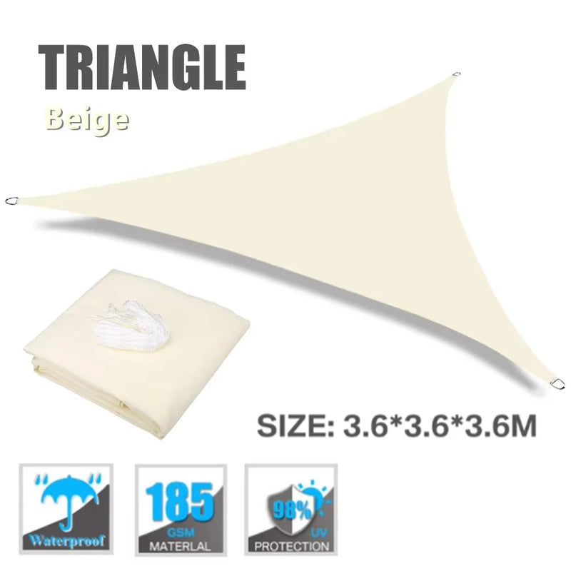 Voile d'ombrage triangulaire ou rectangulaire en polyester enduit PU, 3 coloris, de 2x2x2 à 4x6 m