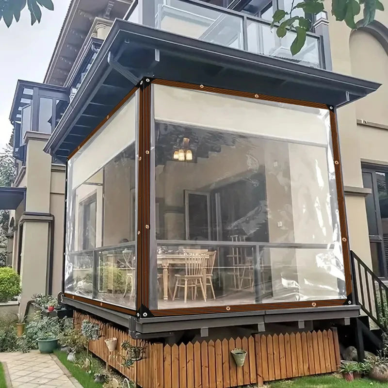 Bâche transparente anti-UV à œillets et bords renforcés marron, pergola, balcon, serre, 10 tailles