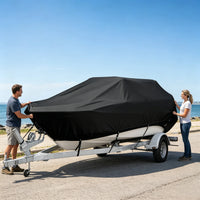 Housse bateau coque en V imperméable anti-UV noire, 4 tailles de 4,2 à 7 m