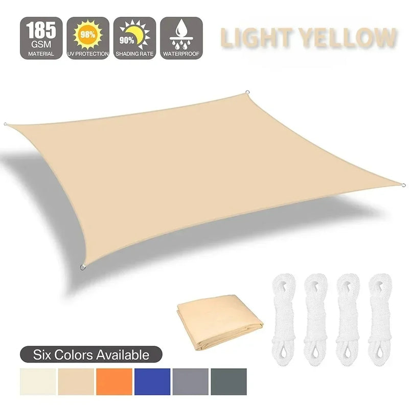 Voile d'ombrage rectangulaire et carré 185 g/m², anti-UV, avec ou sans kit de fixation