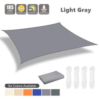 Voile d'ombrage rectangulaire et carré 185 g/m², anti-UV, avec ou sans kit de fixation