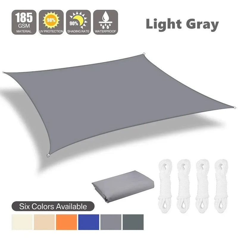Voile d'ombrage rectangulaire ou carré, 7 coloris, de 2x2 à 4x6 m, option kit de fixation