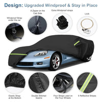 Housse voiture pour Chevrolet Corvette C6 2005-2013, polyester 210T imperméable avec sangles coupe-vent
