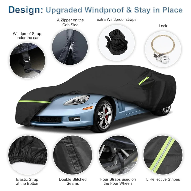 Housse voiture pour Chevrolet Corvette C6 2005-2013, polyester 210T imperméable avec sangles coupe-vent