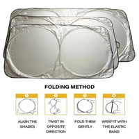Pare-soleil pare-brise voiture pliable argenté réfléchissant, 150 x 70 cm, avec sac de rangement