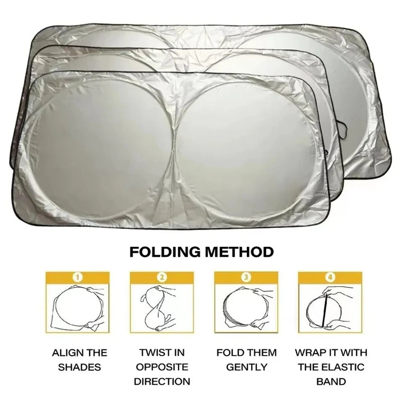 Pare-soleil pare-brise voiture pliable argenté réfléchissant, 150 x 70 cm, avec sac de rangement
