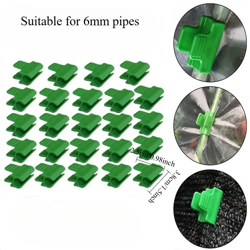 Clips pour bâche de serre en plastique vert, 60 pièces, tube de 5 ou 6 mm