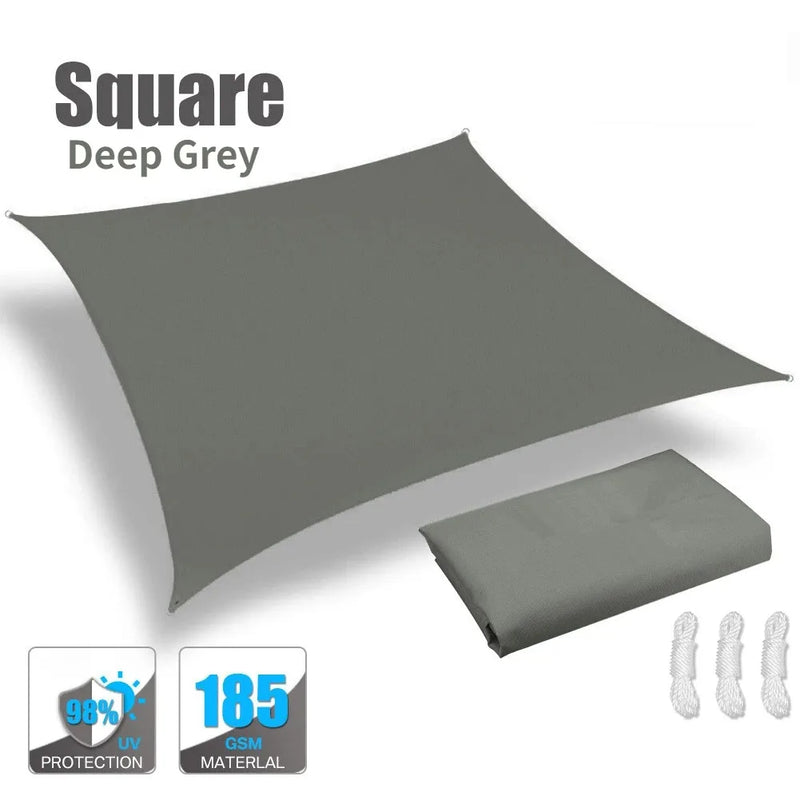 Voile d'ombrage carrée anti-UV en polyester 185 g/m², 3 tailles, avec ou sans kit de fixation