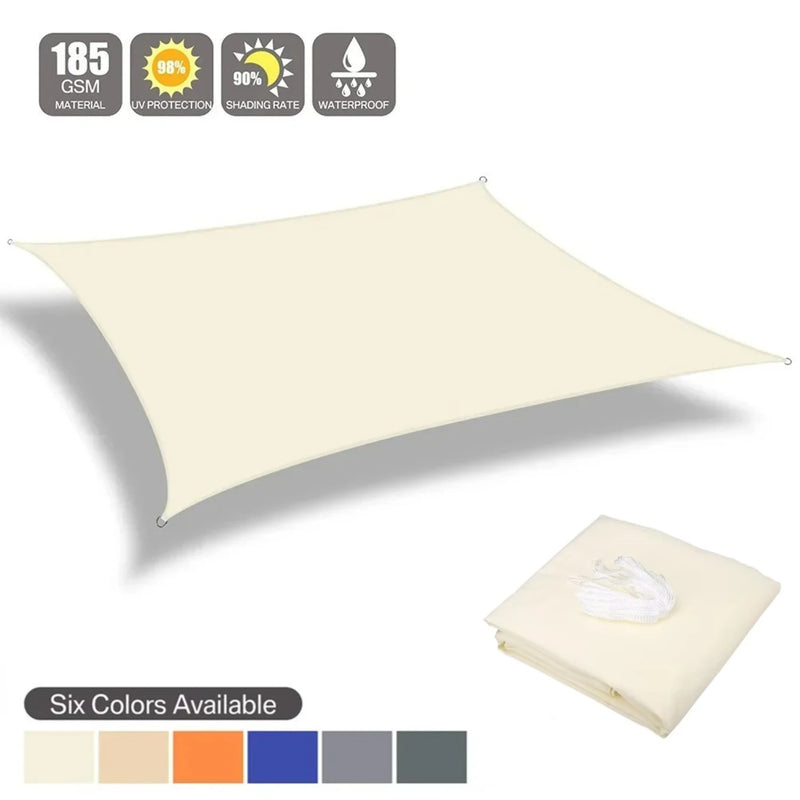 Voile d'ombrage rectangulaire anti-UV pour patio et terrasse, polyester 185 g/m², 7 coloris