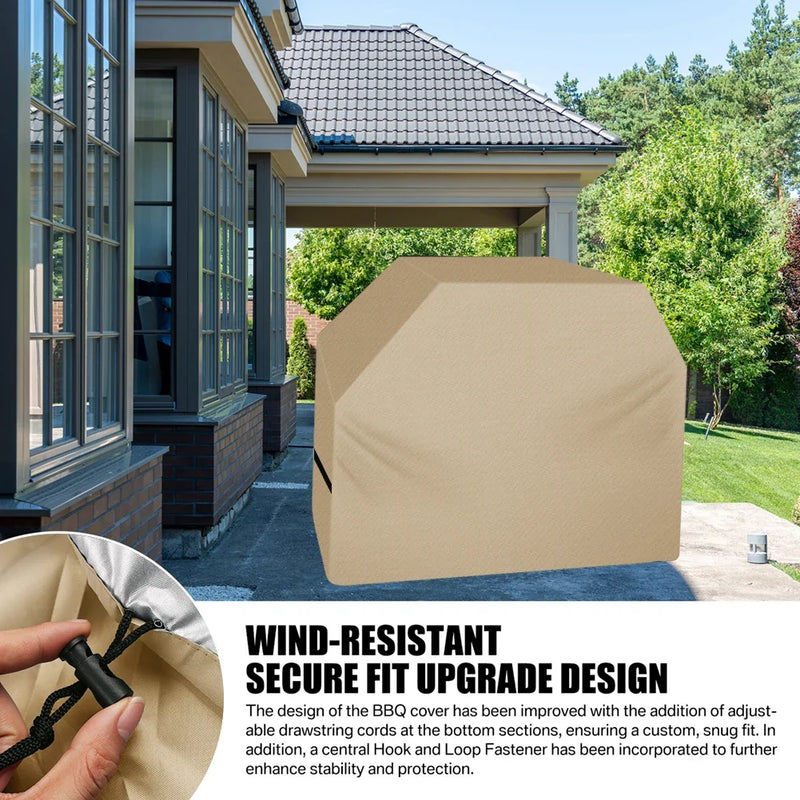 Housse barbecue à gaz imperméable et anti-UV en tissu Oxford, beige ou noir, 2 tailles