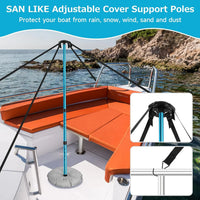 Poteaux de support de bâche de bateau 108 à 130 cm, sacs de lest, 8 sangles