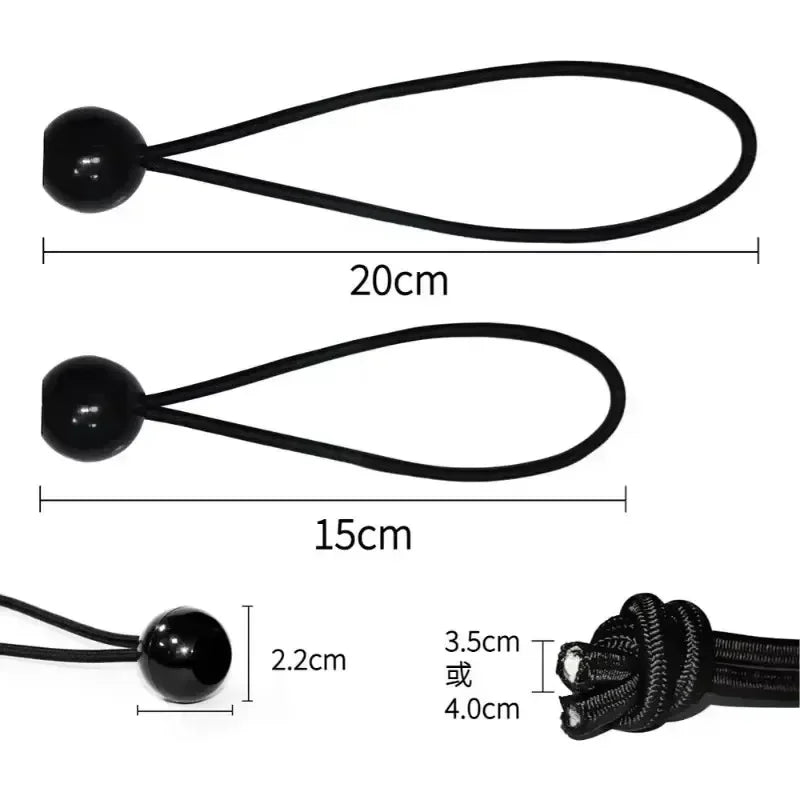 Sandow à boule noir pour bâche et tente, 10 à 20 cm, lot de 10 pièces