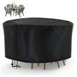 Housse ronde de table de jardin imperméable en polyester enduit PVC, noire, 15 tailles