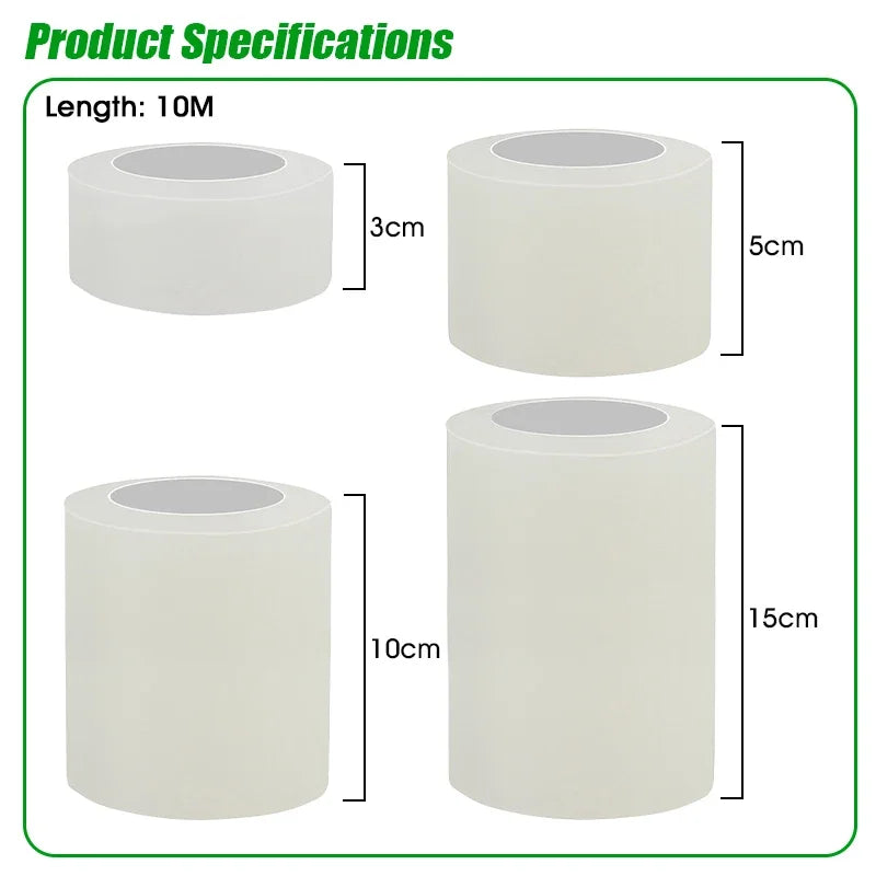 Ruban de réparation pour film de serre, transparent anti-UV, 10 m, largeur 3 à 15 cm