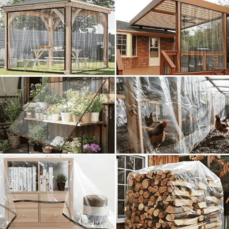 Bâche transparente PE à œillets anti-UV, 10 tailles, 2 x 2 à 4 x 4 m