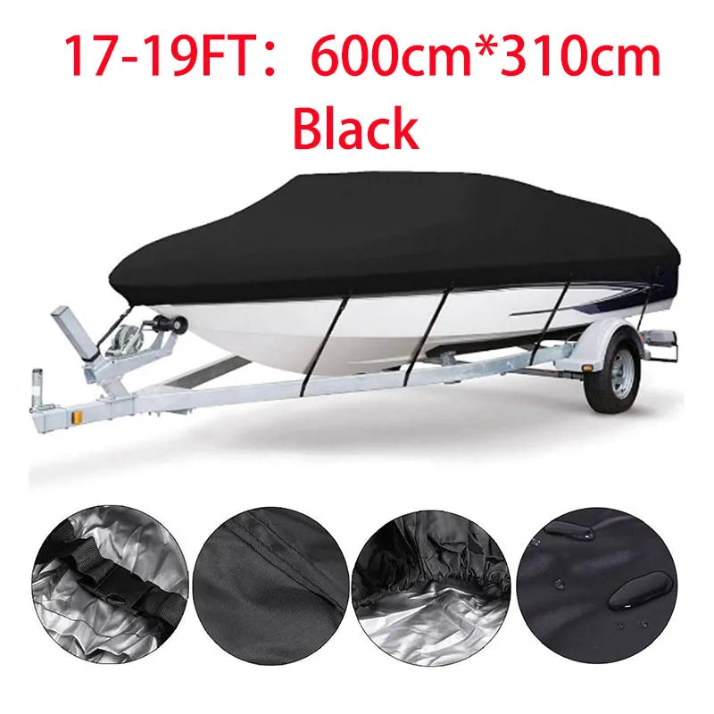 Housse bateau remorquable imperméable polyester 190T, 3 coloris, pour bateau de 3,35 à 6,71 m