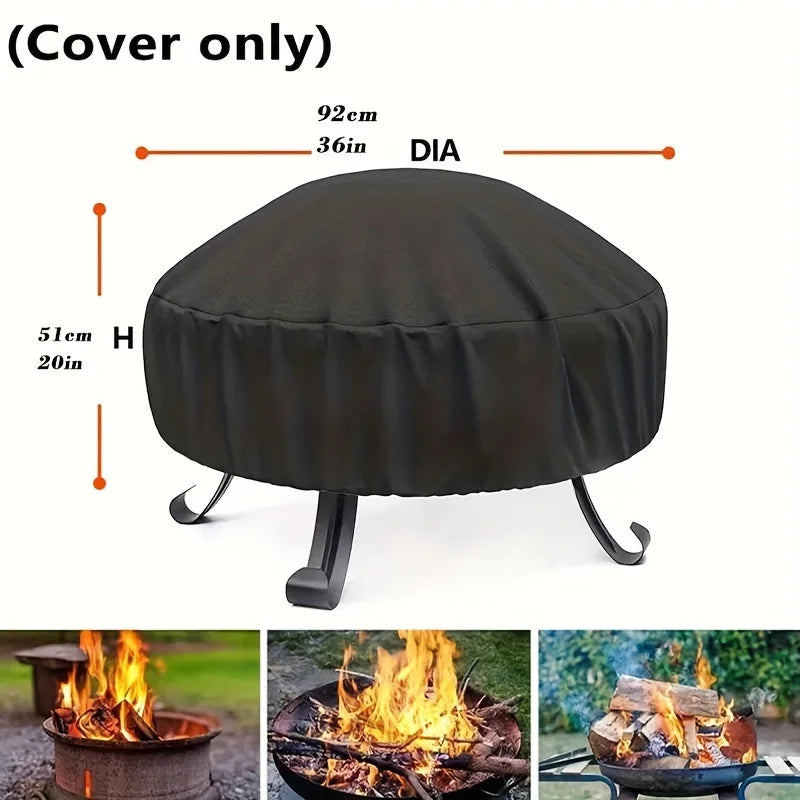 Housse de brasero rond en Oxford 420D anti-UV, à cordon, Ø 92 ou 122 cm