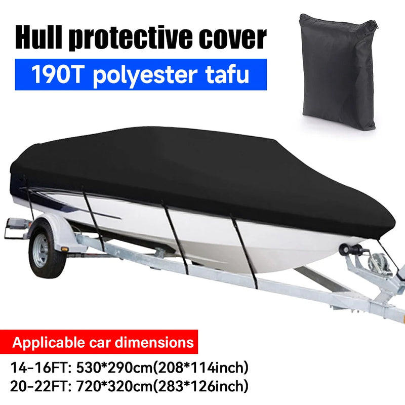 Housse de bateau imperméable anti-UV 190T à sangles, 2 tailles de 4,3 à 6,7 m