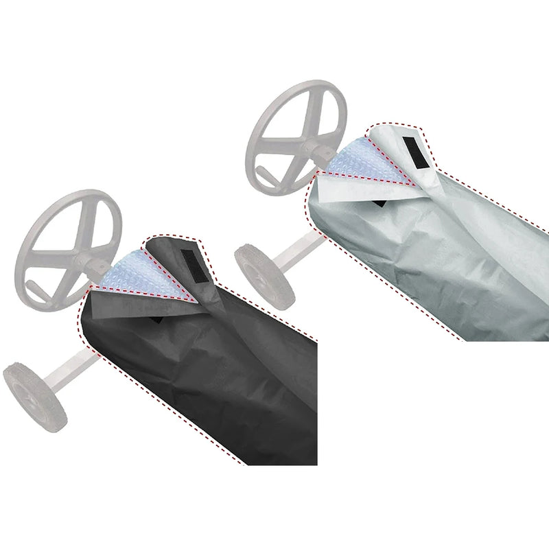 Housse enrouleur bâche piscine en polyester 190T enduit d'argent, gris ou noir, 490 x 96 cm