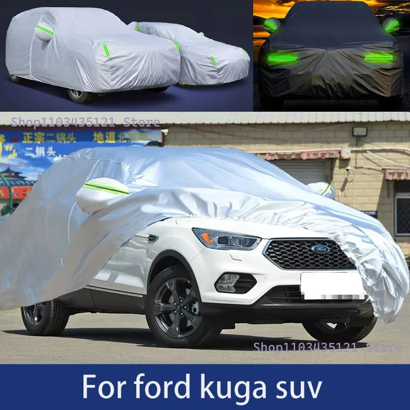 Housse voiture pour Ford Kuga, imperméable, en argent ou noir, avec bandes réfléchissantes