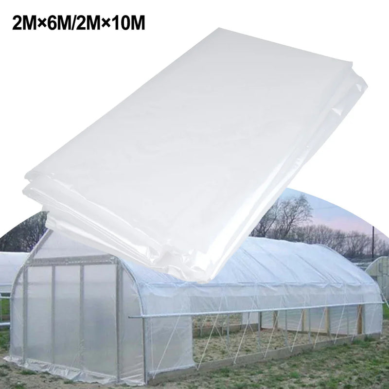 Bâche plastique transparente pour serre, film polyéthylène 0,04 mm, 2x6 m ou 2x10 m