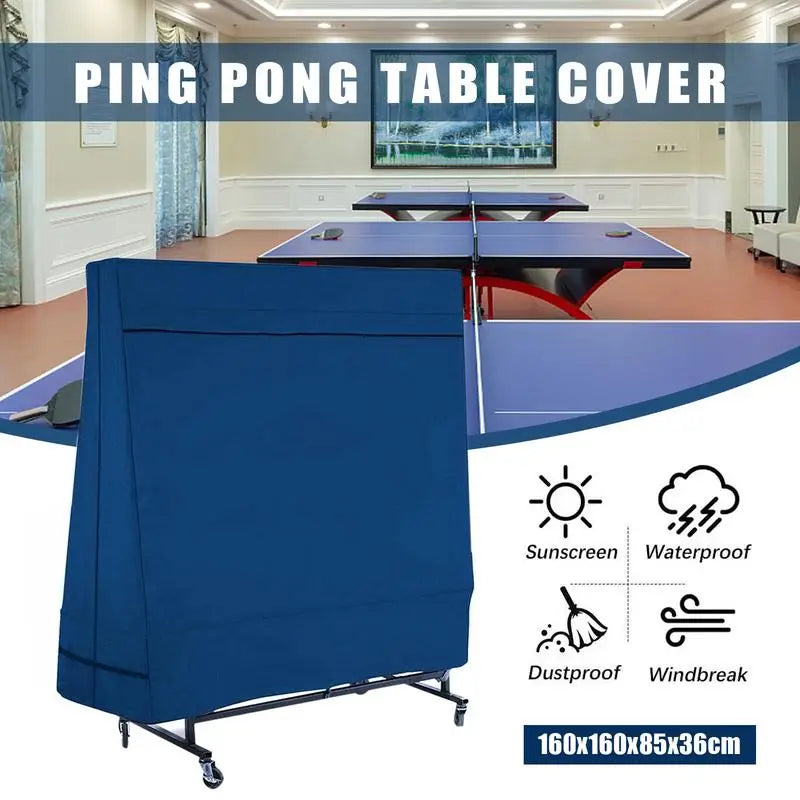 Housse de table de ping-pong repliée bleue, Oxford imperméable, 160 x 160 x 85 cm