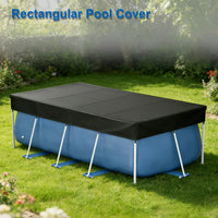 Bâche de piscine hors sol rectangulaire noire en polyester, 230x160 à 460x230 cm