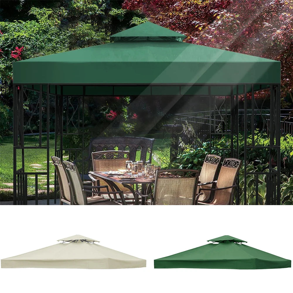 Toit de remplacement pour tonnelle 3 x 3 m, polyester 300D à double toit, vert ou beige