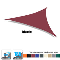 Voile d'ombrage triangulaire, carré ou rectangulaire en polyester 185 g/m², anti-UV, 17 tailles