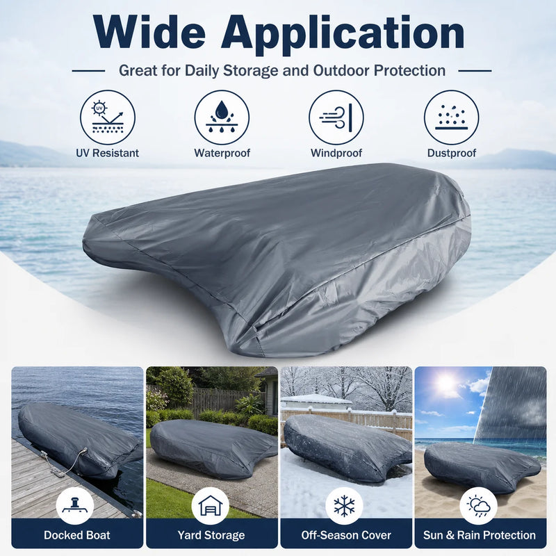 Housse bateau gonflable Oxford 420D imperméable anti-UV grise, 4 tailles de 2,7 à 4,5 m