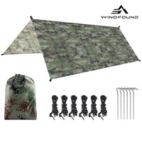 Bâche de camping imperméable en polyester 3 x 3 m avec cordes et piquets