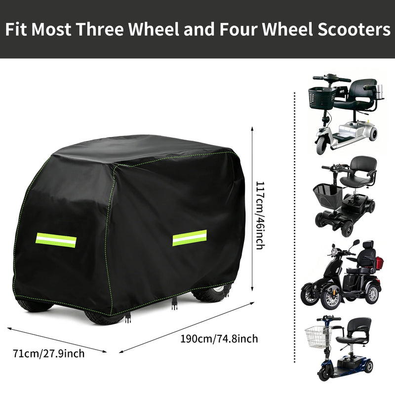 Housse de protection pour scooter de mobilité, Oxford 210D imperméable, 4 tailles