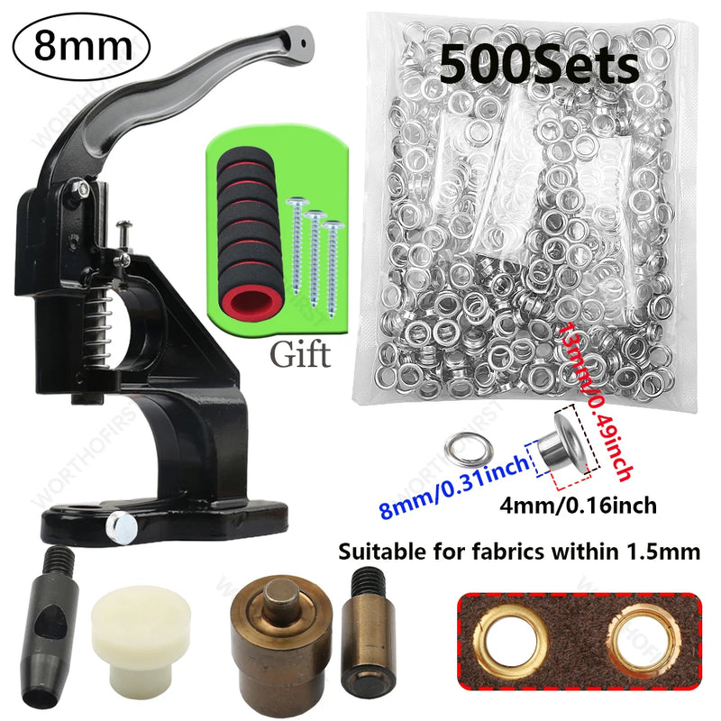 Kit d'œillets en laiton avec presse manuelle, 3 à 10 mm, pour bâche et cuir